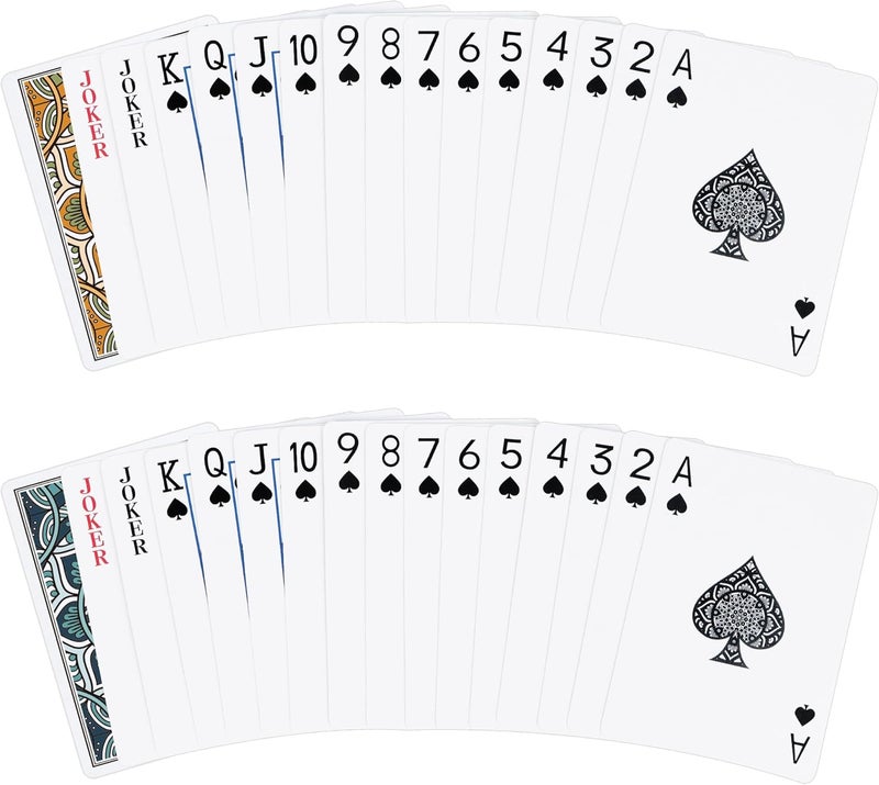 Metsyth Playing Cards 2 Pack, Deck of Cards, Standard Poker Card Set for Adults,Easy Shuffle Unique Design Fun Card Games for Blackjack,Pinochle,Go Fish (Green/Orange) - Image 2